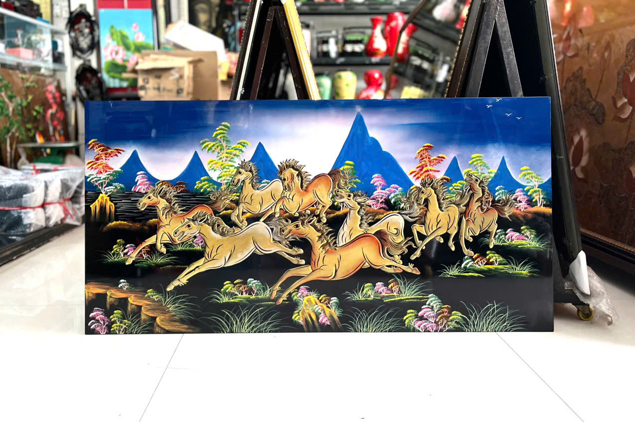 Tranh sơn mài - MÃ ĐÁO THÀNH CÔNG - Đắp nổi hàng xuất khẩu 60x120 cm