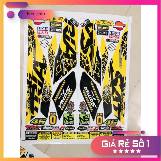 Tem rời Satria Fi 150 vàng đen bảo hành màu sắc vĩnh viễn