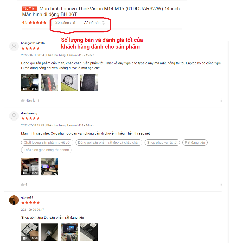 Màn hình di động M15 Lenovo ThinkVision 15.6 inch - Hàng chính hãng