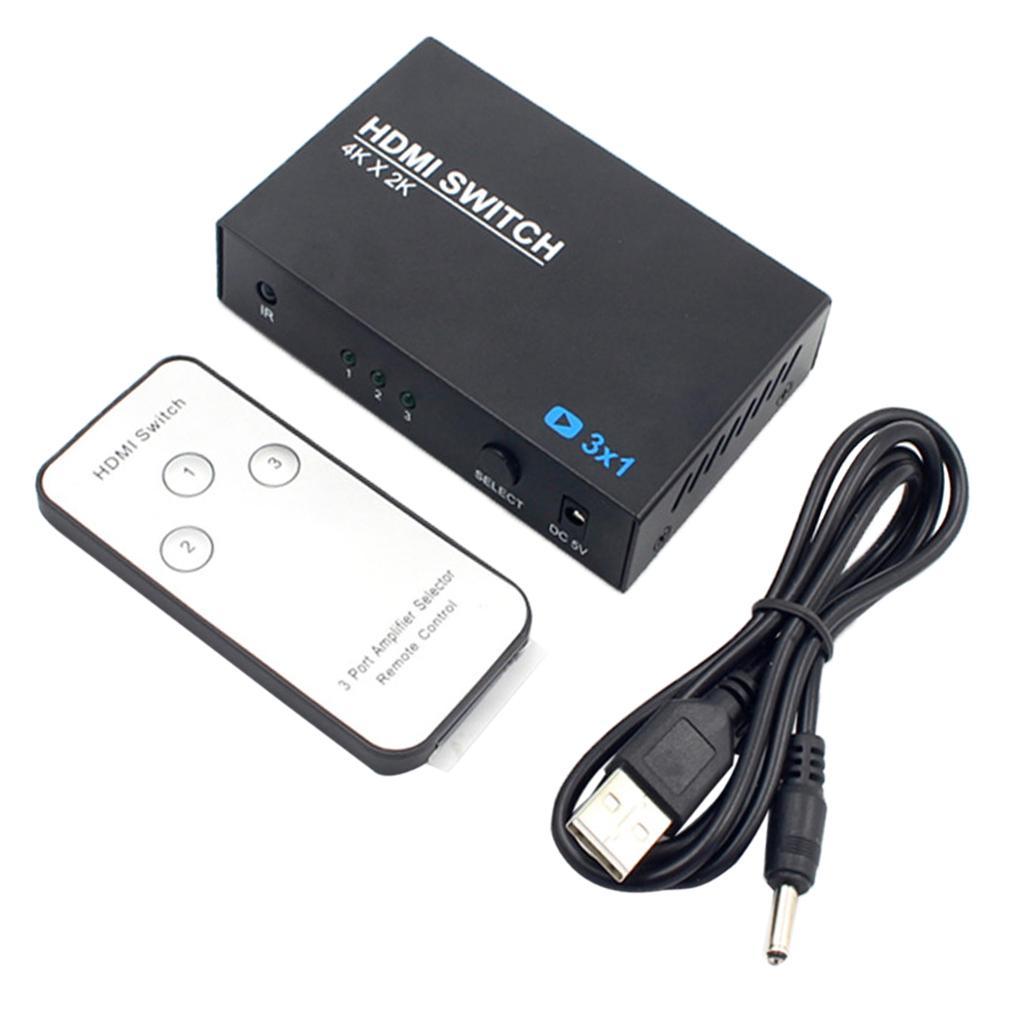 4Kx2K 3x1 HDMI Switch HUB Splitter Converter Switcher with Remote Control