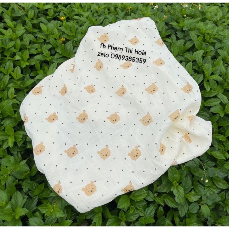 vải xô muslin gấu pooh siêu hot may đồ bộ và chăn gối,khăn tắm cho bé