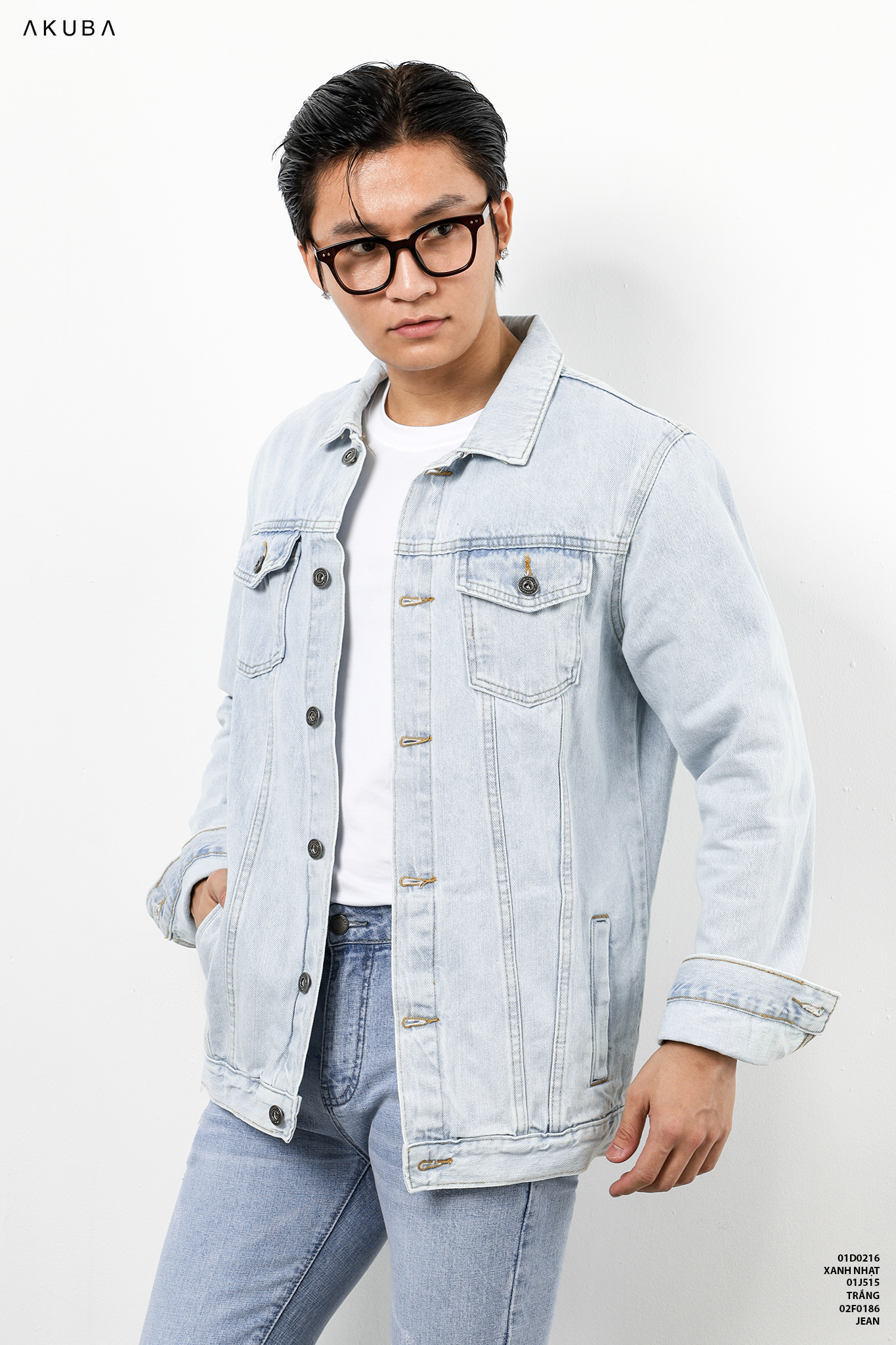 Áo Khoác Jeans nam form slimfit AKUBA phong cách Hàn Quốc| 01D0216