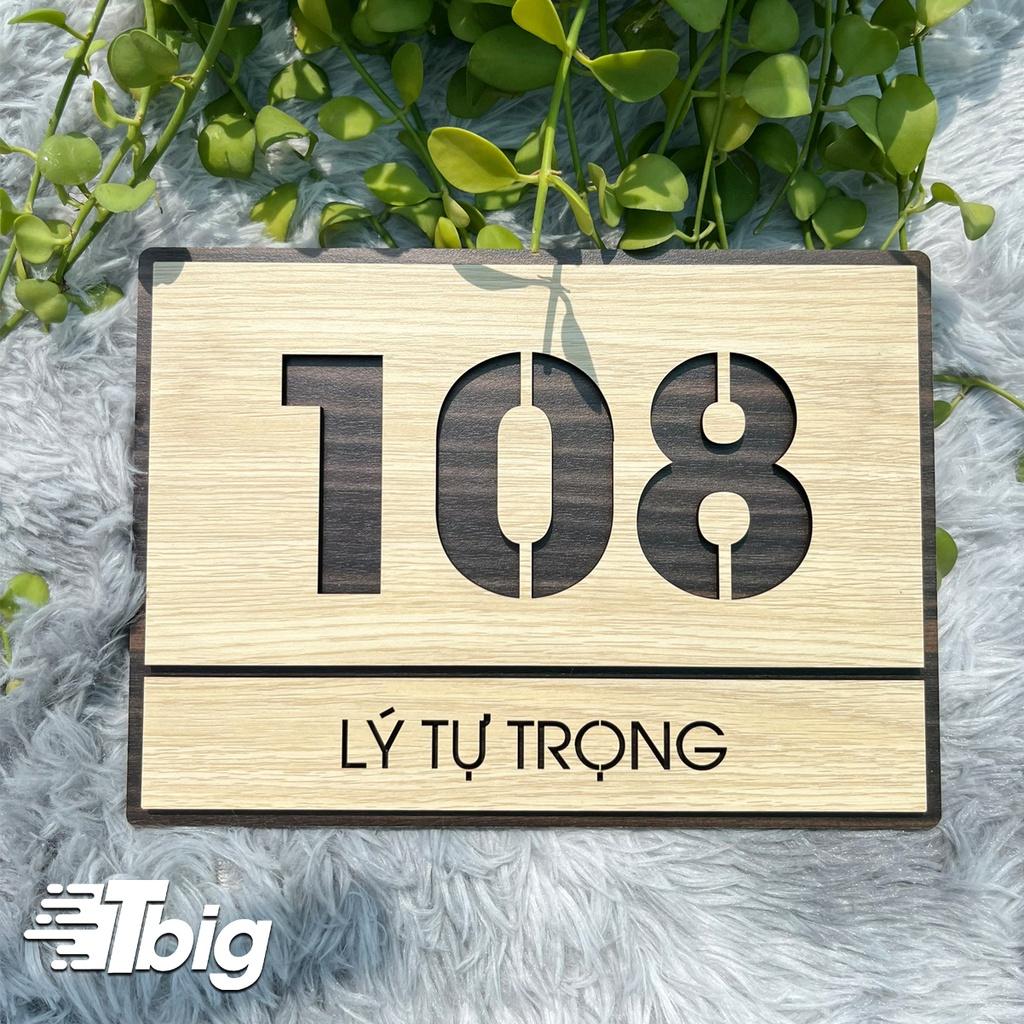 Bảng số nhà + tên đường có sẵn keo 2 mặt bằng gỗ MDF cắt laser (lắp đặt nơi có mái che, tránh nước trực tiếp)