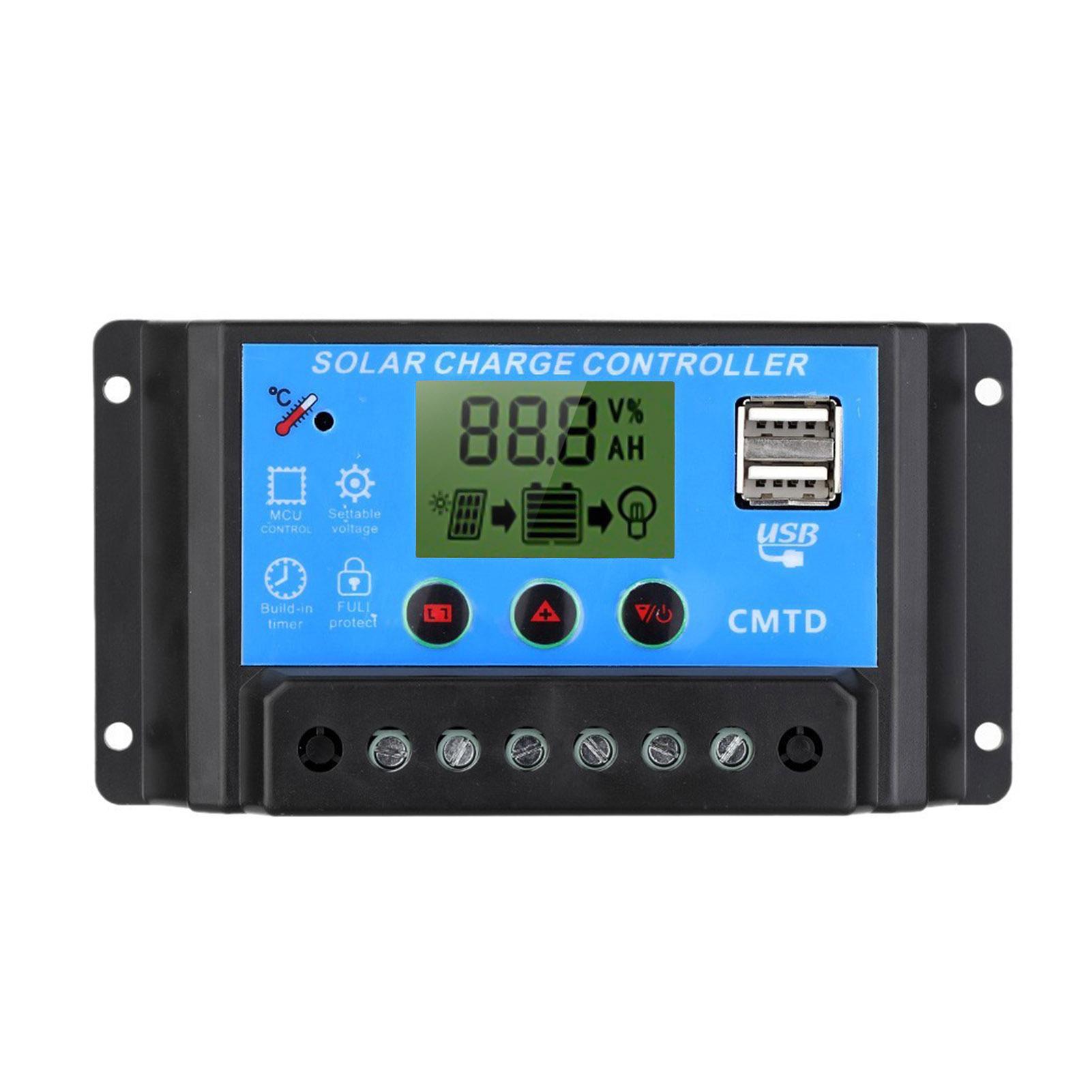 20A 12/24V Điều Hòa Năng Lượng Mặt Trời Dual USB Màn Hình Hiển Thị LCD Tự Động Pin Năng Lượng Mặt Trời Bảng Sạc Điều Chỉnh Đầu Ra Kép bộ Điều Khiển Sạc Và Xả