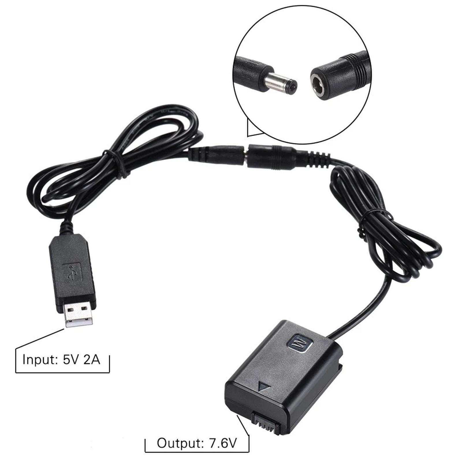 NP-FW50 Dummy Battery Adapter USB DC Coupler Kit Replacement Charger for A7 A6000