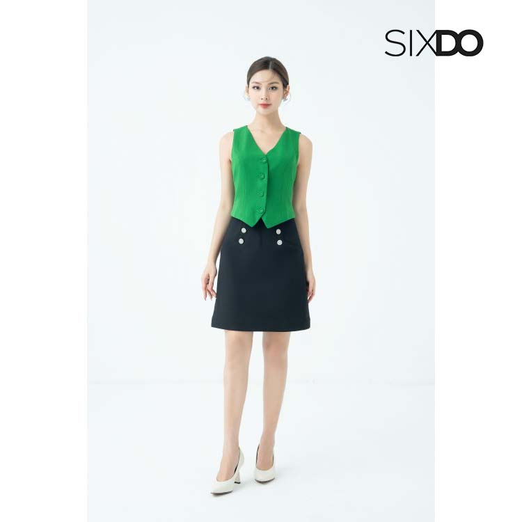 Áo gile woven xanh lá thanh lịch thời trang SIXDO