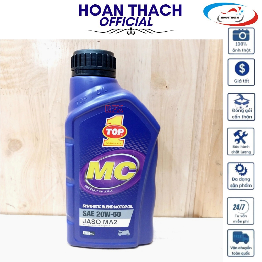 Nhớt Xe Số Cao Cấp Top 1 Mc Sae 20W50 0.8L ( Chai Nhựa Xanh Tím ) HOANTHACH SP019571