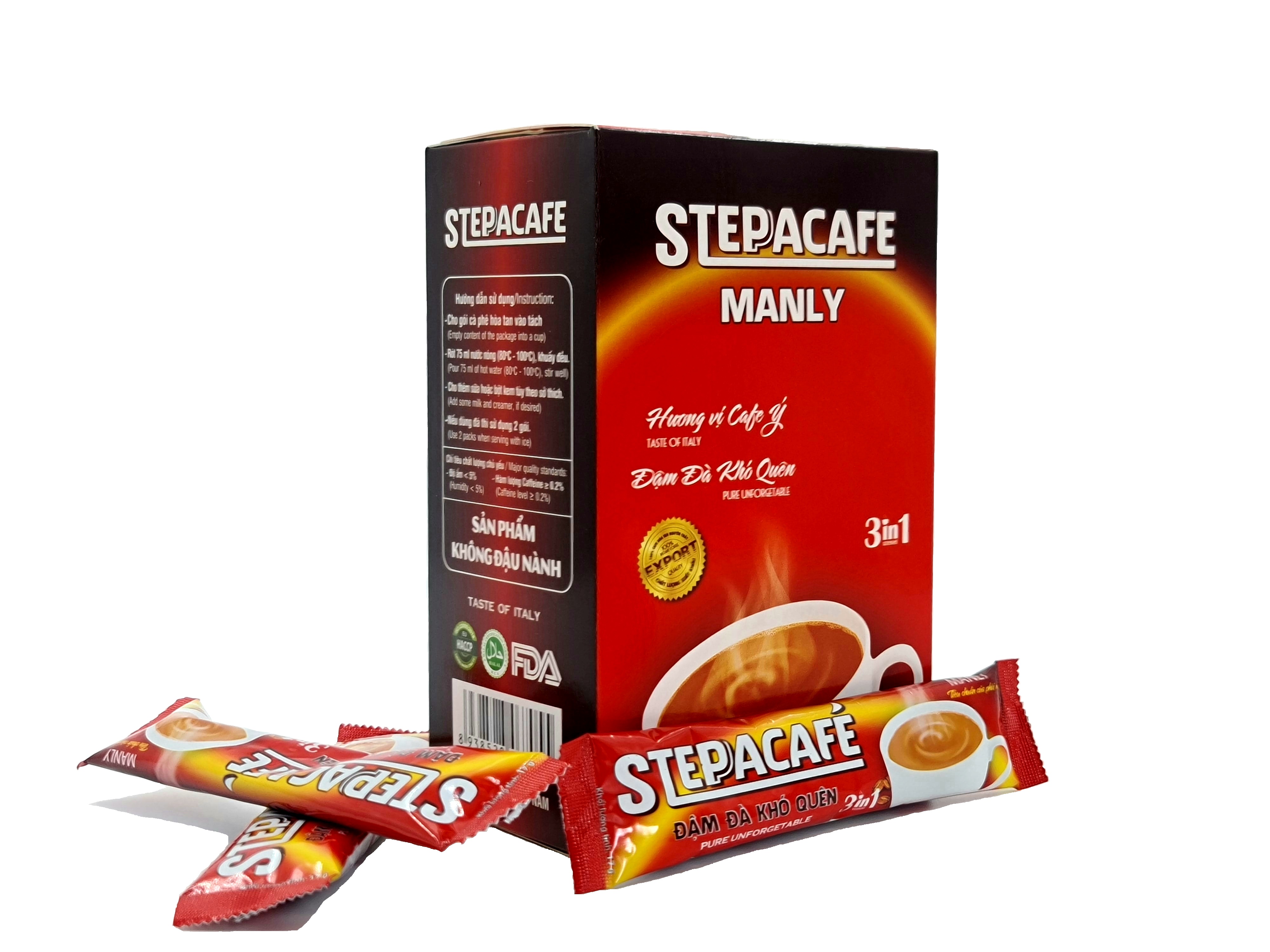 STEPPACAFE-Cà phê sữa hoà tan Manly 3in1 (Hộp 10 gói x 17g)