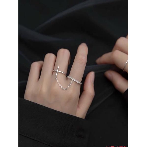 Nhẫn bạc nữ 925 Minh Tâm Jewelry,Nhẫn bạc chữ Thập xích nối nhẫn ziczac bạc 925