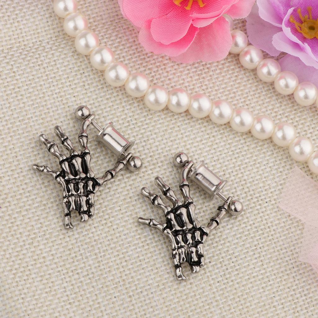 2 Pieces Stainless Steel Skeleton Hand Ear Plugs Tunnel Expander Gauges