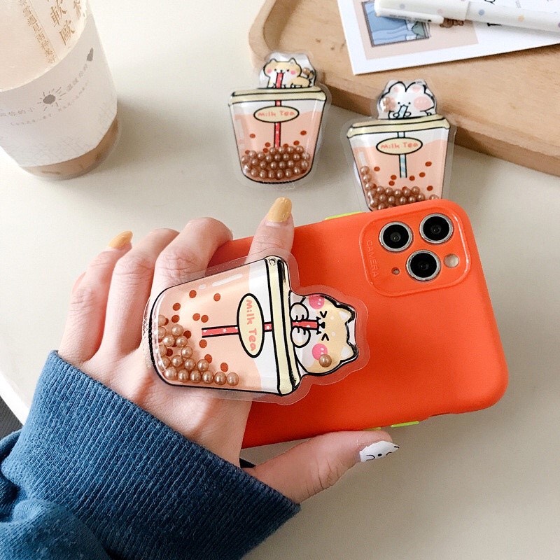 Giá Đỡ Nhẫn Điện Thoại 3D Trà Sữa - Vịt Cute