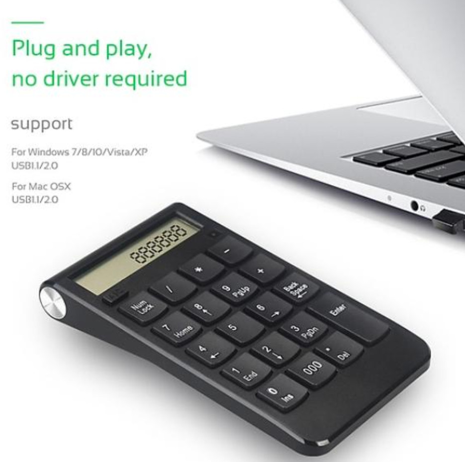 Máy tính bỏ túi Number Pad Wireless LCD Mac windows