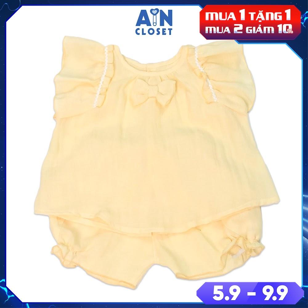 Bộ quần áo ngắn bé gái Vàng canary cotton lụa - AICDBG4ISUUZ - AIN Closet