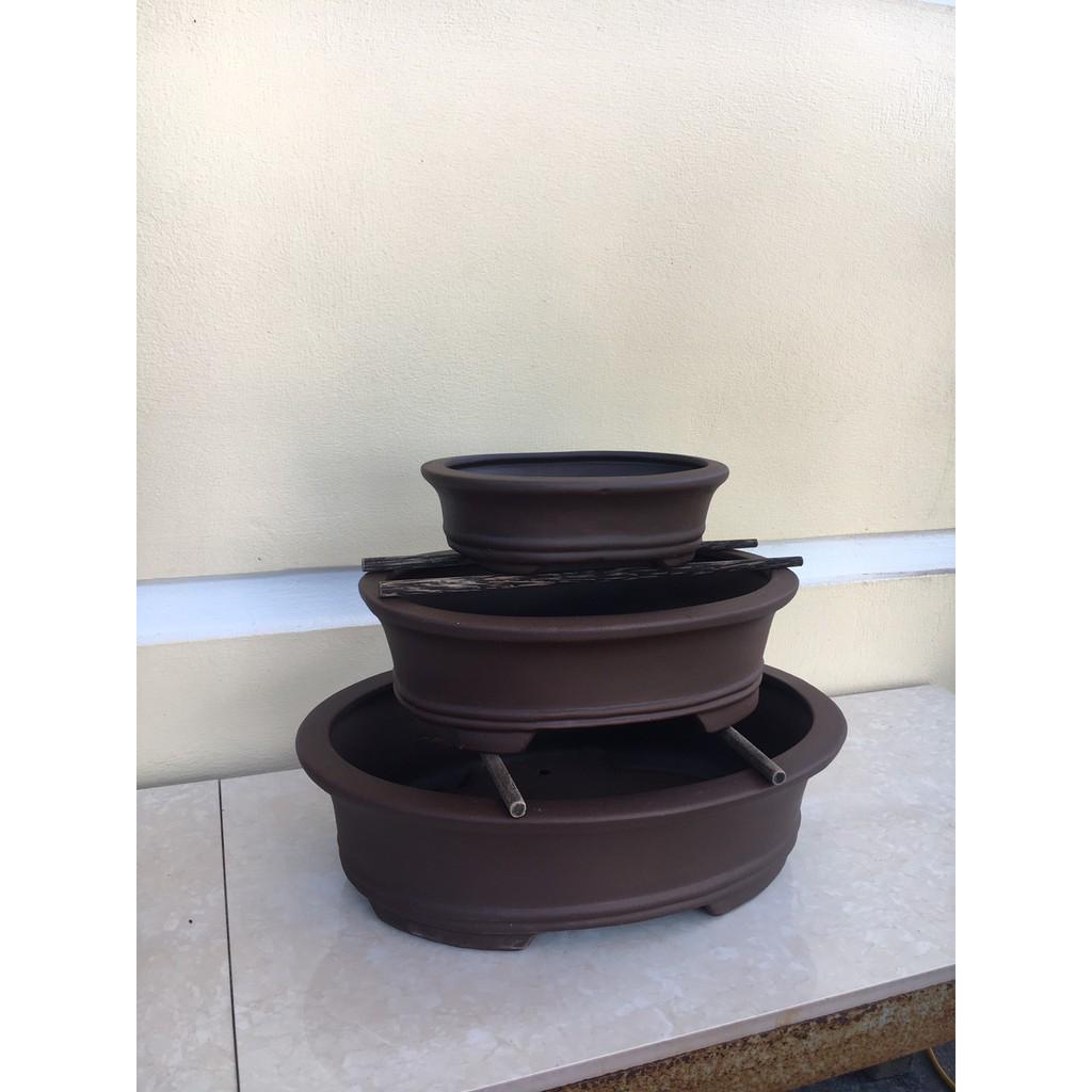 Chậu bonsai Oval đất nung gốm Bát tràng 1 size BM-71