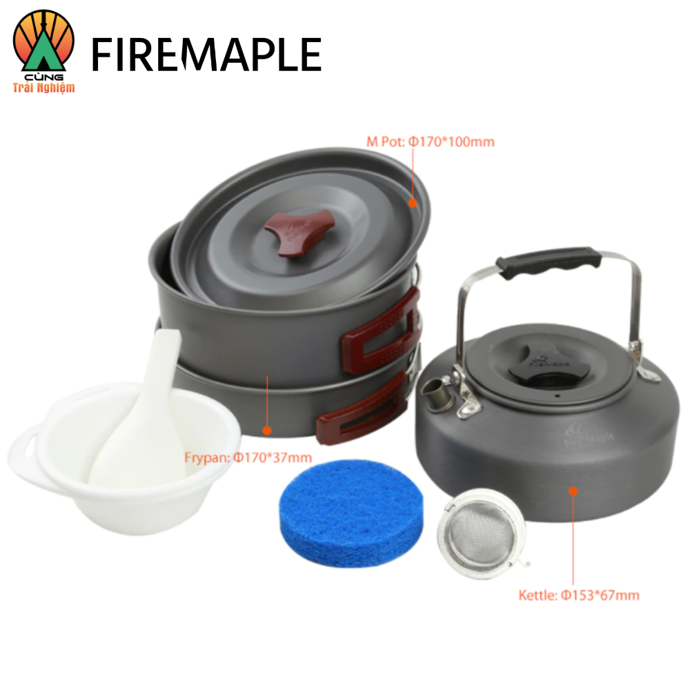 COMBO Nồi Chảo Nấu Ăn 3 Trong 1 Fire Maple FMC-204 Gọn Nhẹ Chuyên Dụng Dành Cho Du Lịch, Dã Ngoại Cắm Trại