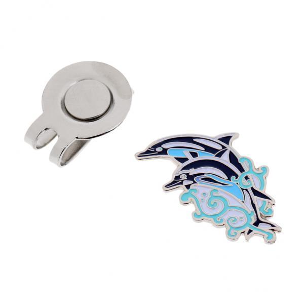 2xSturdy Dolphin Pattern Magnetic Hat Clip Golf Ball Marker Fit for Cap Visor