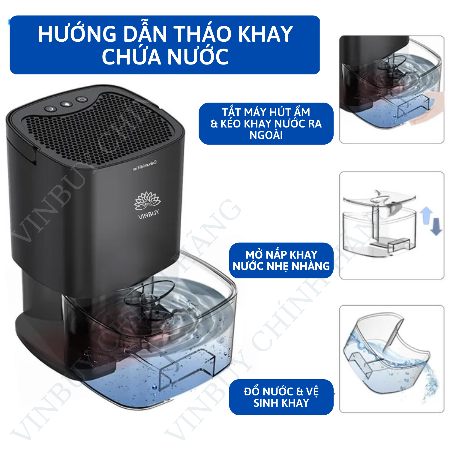 Máy hút ẩm không khí, hút ẩm gia đình gia dụng hàng chính hãng VinBuy, tiện lợi cho phòng ngủ, tủ quần áo, giảm ẩm mốc, lọc không khí loại bỏ chất ô nhiễm, tiếng ồn thấp