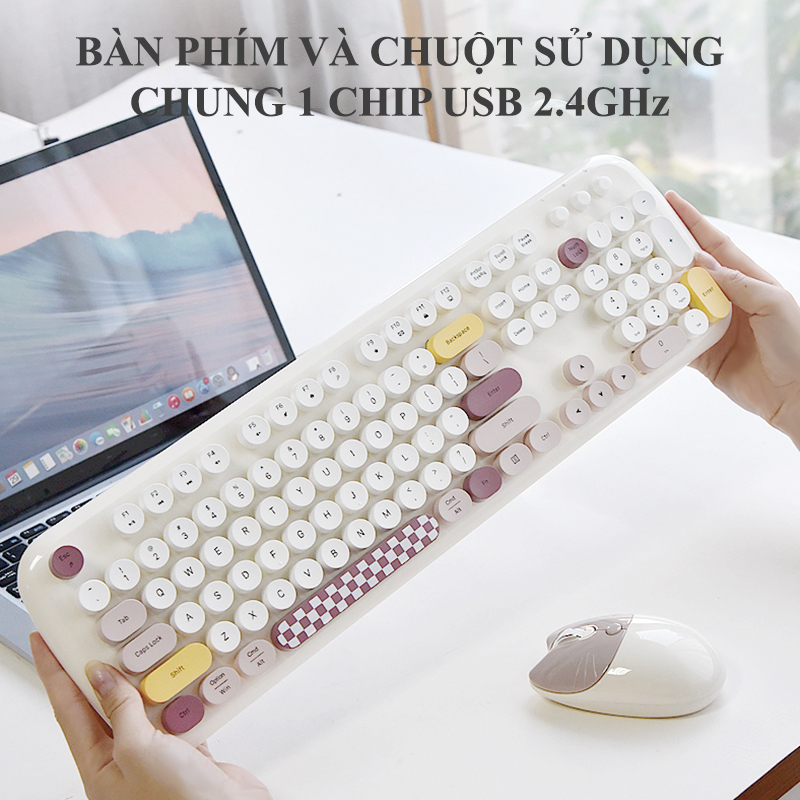 Bàn phím và chuột không dây MOFII ZERO nút tròn kết nối bằng chip USB 2.4GHz - Hàng Chính Hãng