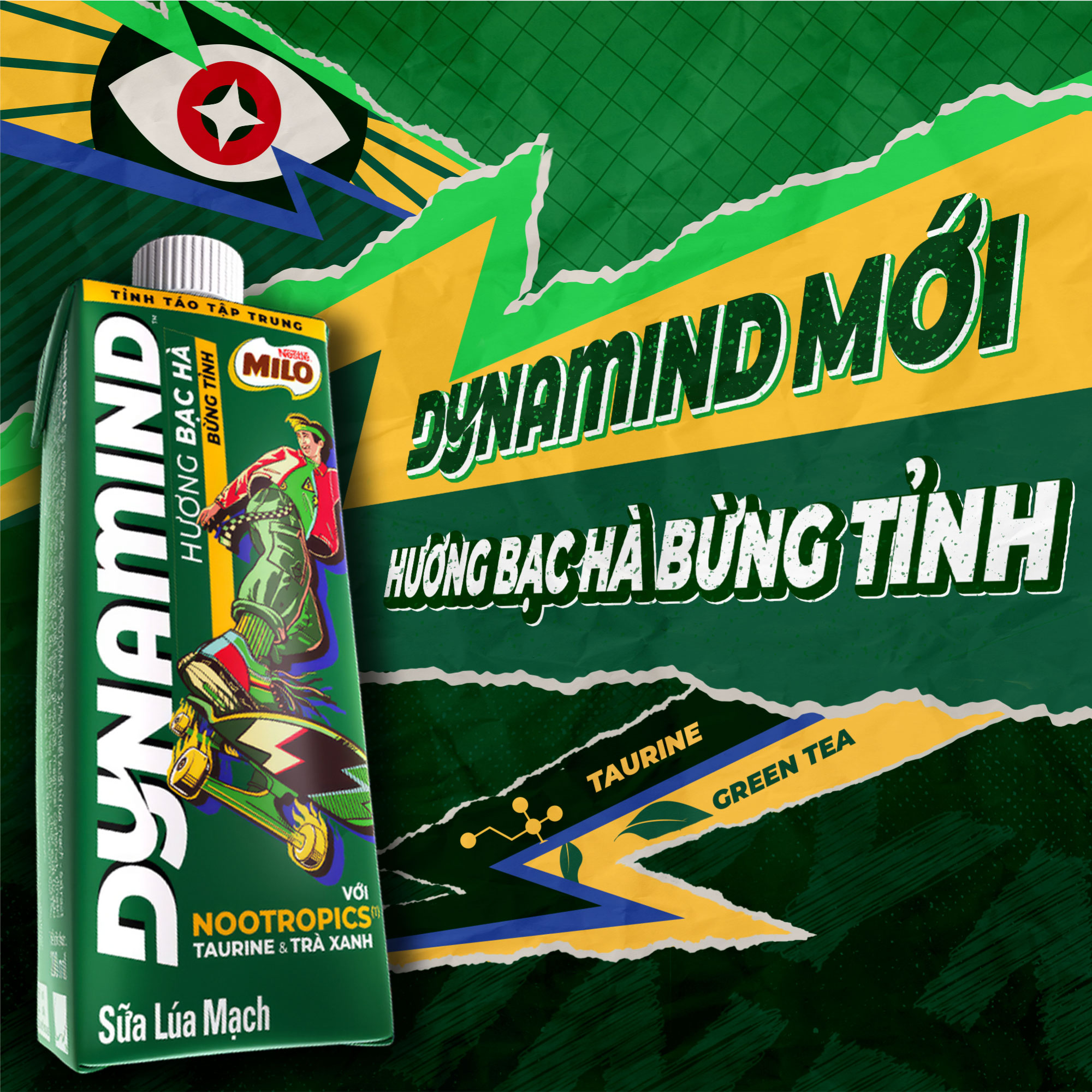 Thùng 24 hộp sữa lúa mạch Nestlé MILO Dynamind Bạc Hà mới