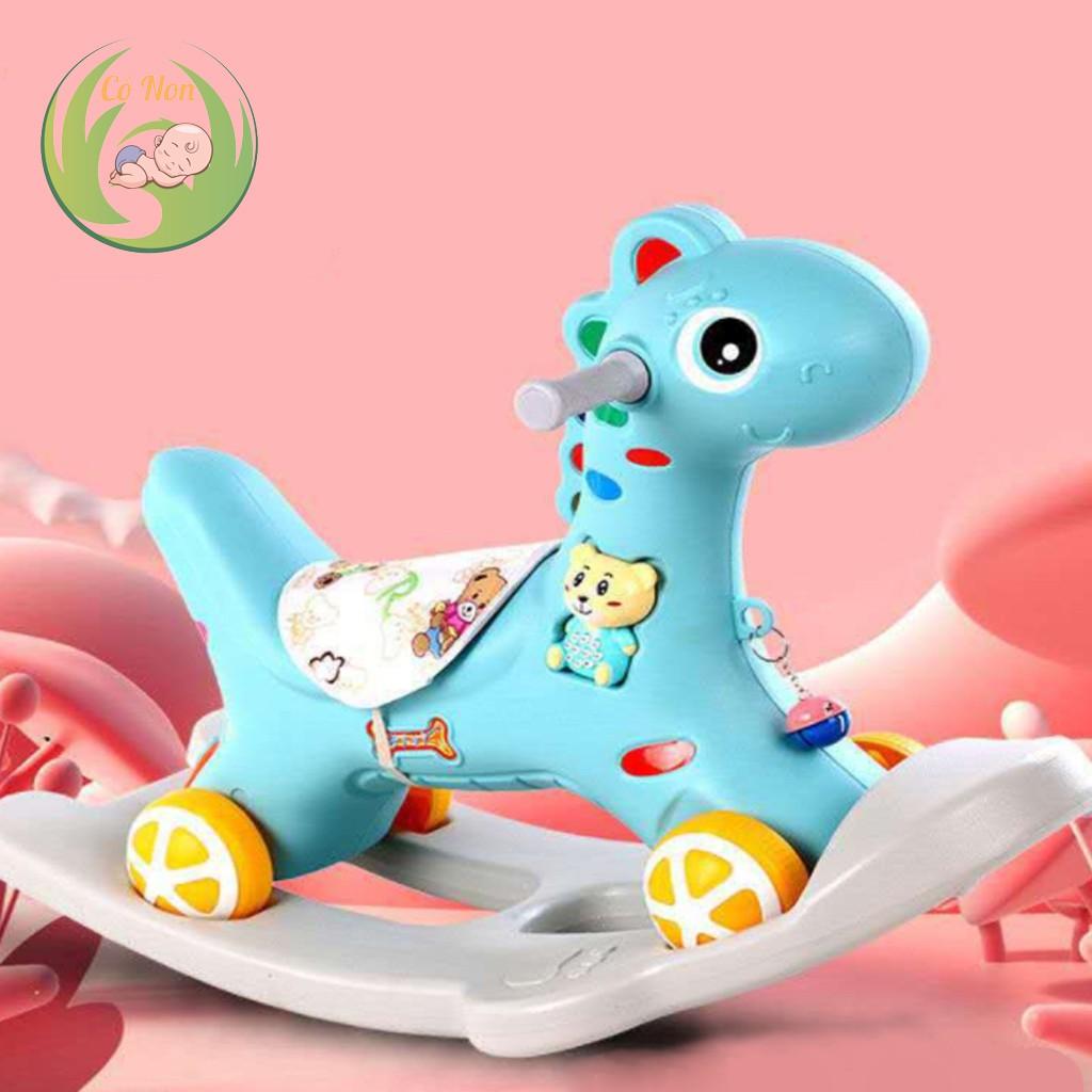 Ngựa bập bênh cao cấp 2 in 1 có nhạc và đèn