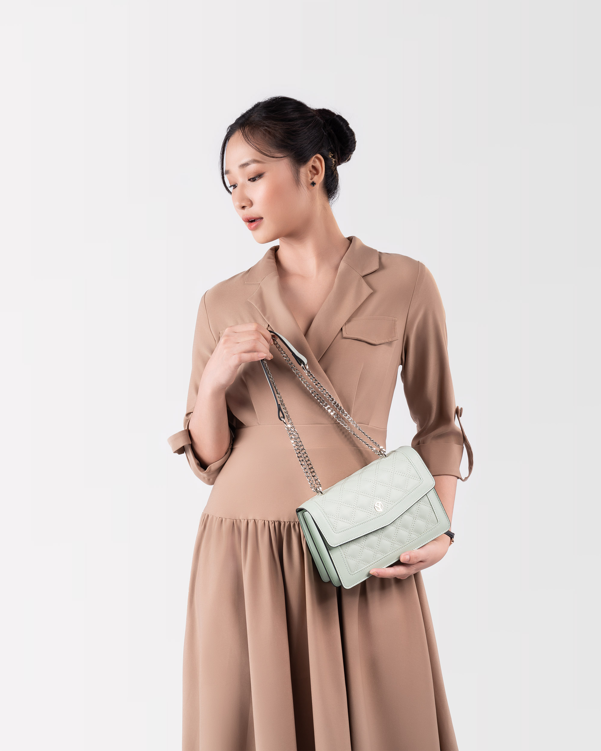 Túi đeo chéo da nữ họa tiết caro YUUMY Seasand YN140
