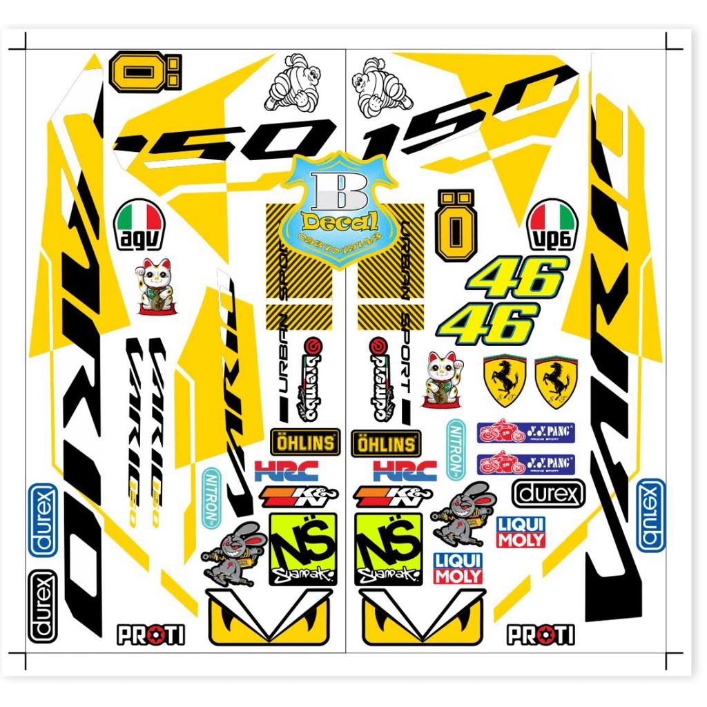 Tem rời vario 150 indo in decal trong bạc vàng