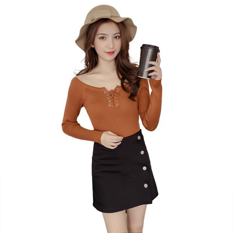 Áo Len Tay Dài Phối Ren Thời Trang Cho Nữ