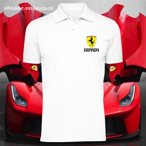 áo thun polo cá sấu in logo Ferrari