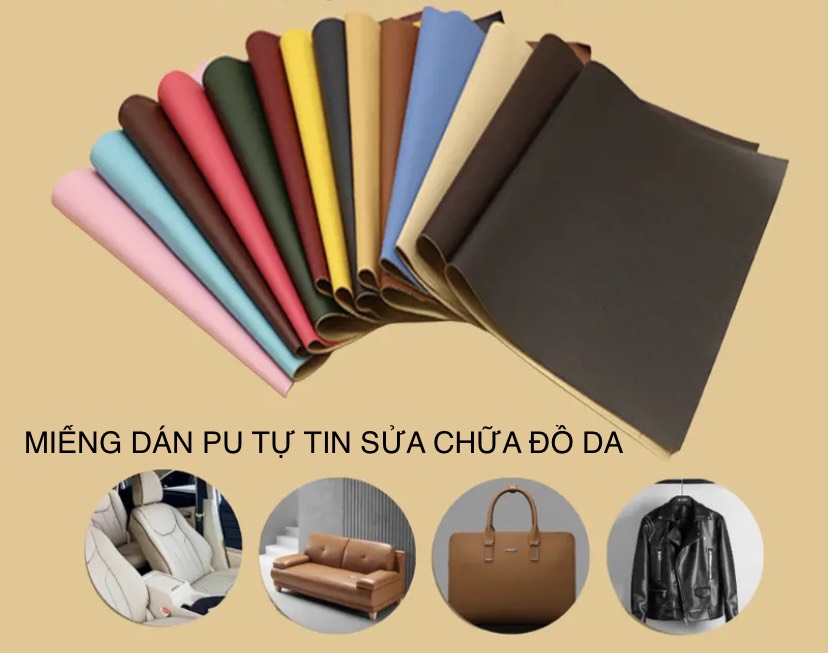 Miếng Dán Da PU Sửa chữa sofa, yên xe máy, ghế da oto, ghế gội đầu...