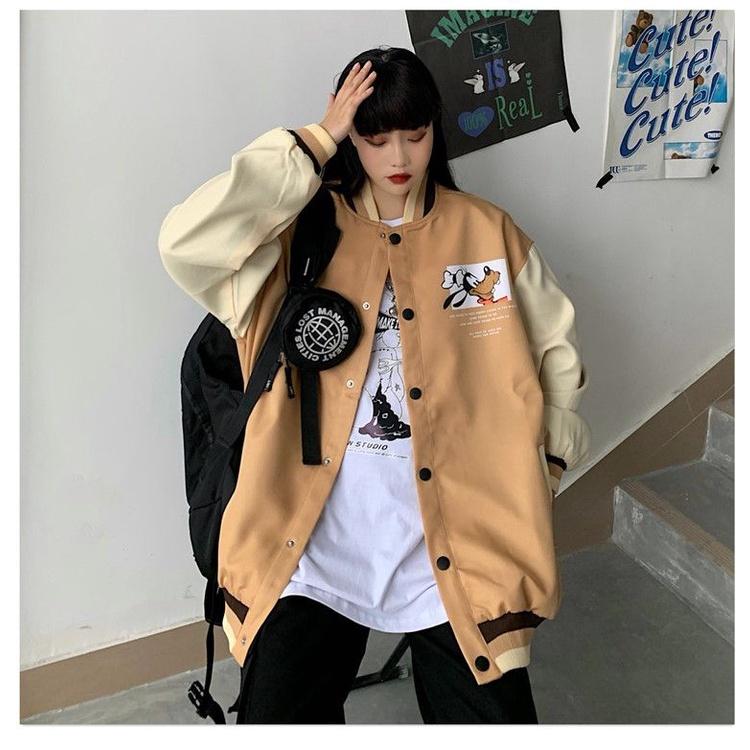 Áo Khoác Dù Bomber Nút Bấm Hình Cún
