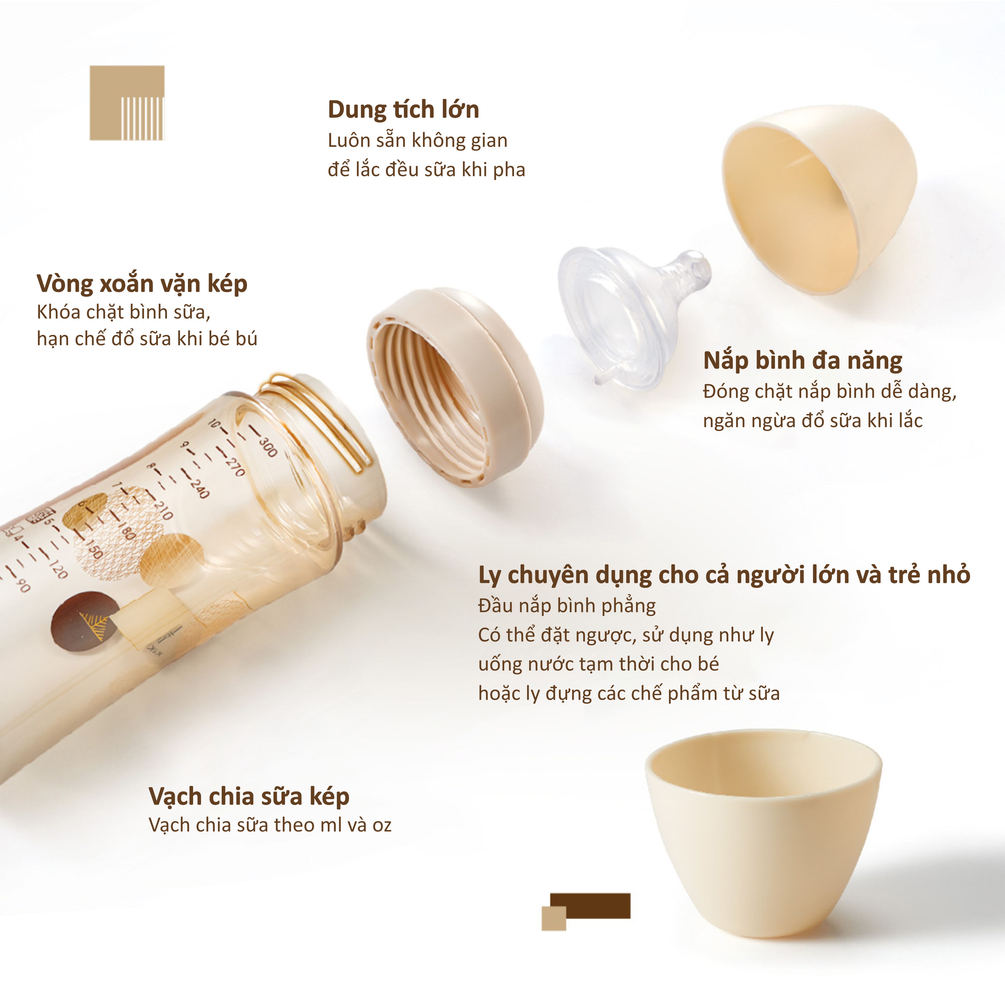 BÌNH SỮA KUKU CỔ RỘNG PPSU PHIÊN BẢN KU-PLUS KU5882 - 160ml