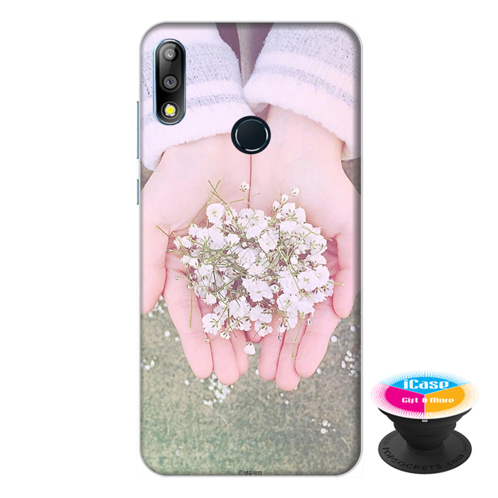 Ốp lưng điện thoại Asus Zenfone Max Pro M2 hình Đôi Tay Hoa Hồng tặng kèm giá đỡ điện thoại iCase xinh xắn - Hàng chính hãng