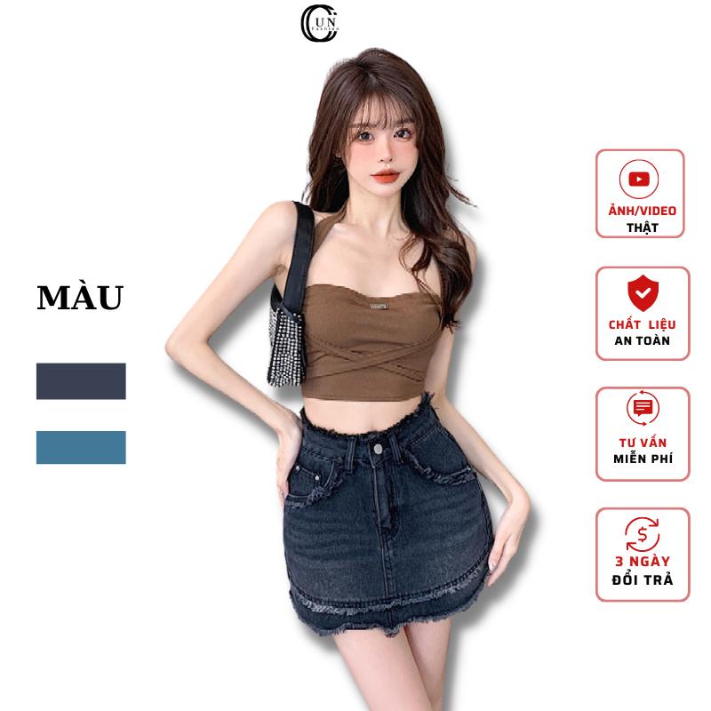 Chân Váy Chữ A Lai Tua Rua Jean Ngắn Dáng Siêu Hot MCV0115