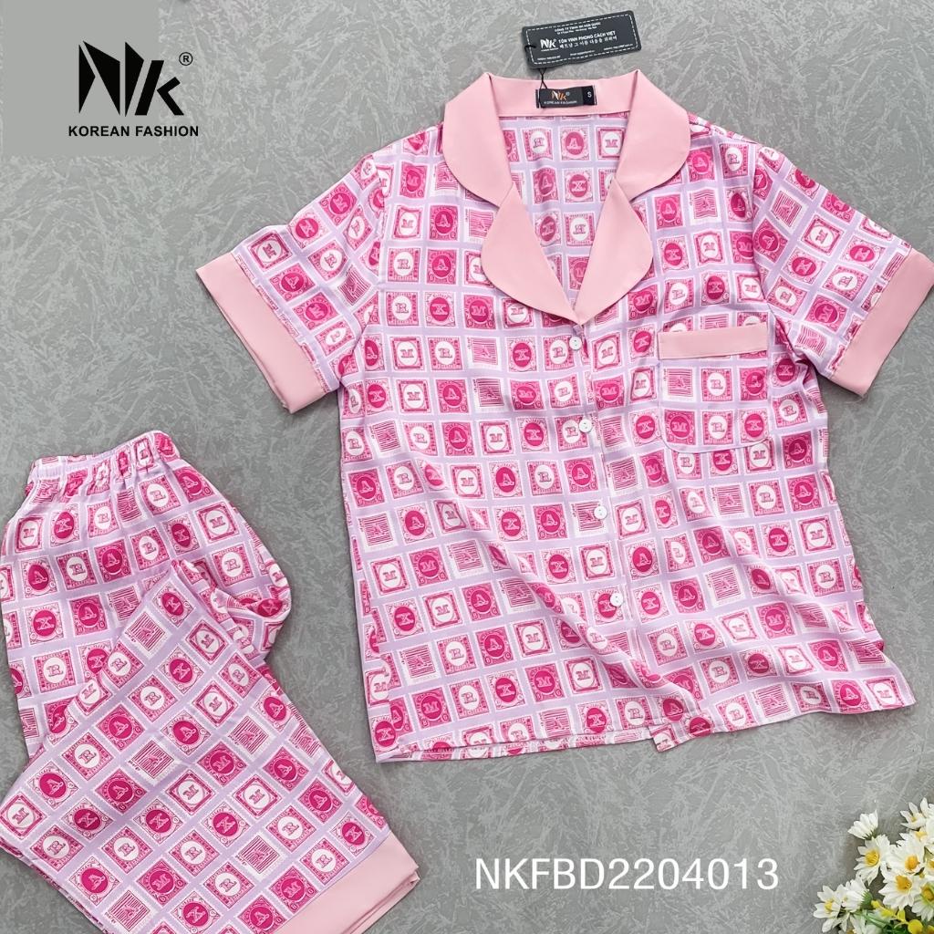 Bộ Đồ Pyjama Áo Cộc Tay Kết Hợp Quần Lửng NK Fashion Chất Vải Tuyết Lạnh Nhập Khẩu Cao Cấp Không Nhăn Xù NKFBD2204013