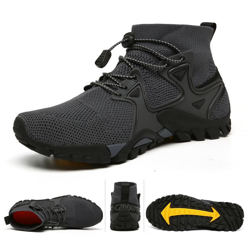 Giày đi bộ đường dài thoáng khí mới Kích thước 36-47 Sneakers Sneakers Outdoor Trekking Mountain Leo núi Thể thao cho nam mùa hè Color: Black Shoe Size: 6