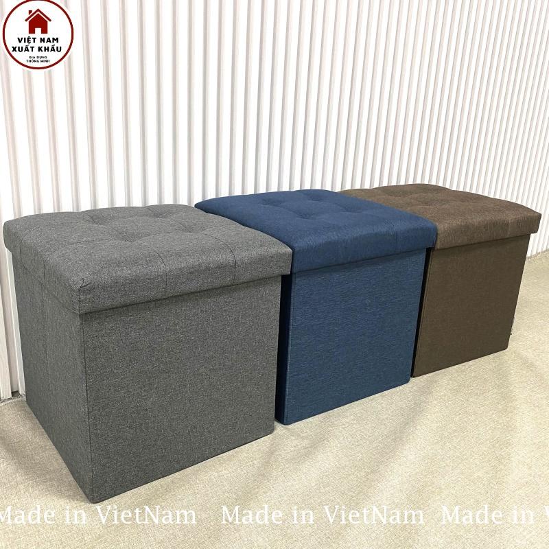 Ghế Đôn Kiêm Hộp Đựng Đồ Chất Vải Oxford 600D Cao Cấp Kích Thước 39x39xcao 40cm
