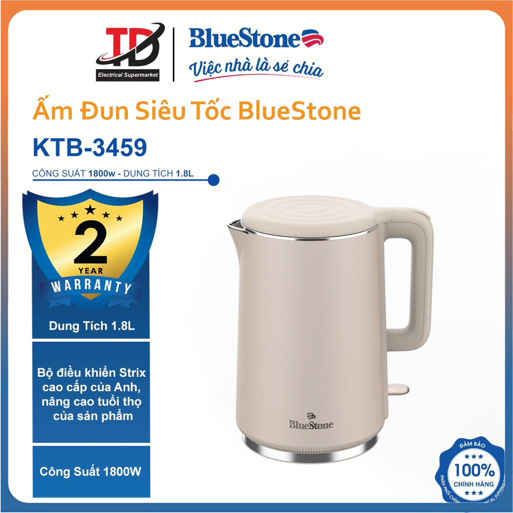 Ấm Đun Siêu Tốc Bluestone KTB-3459 - 1.7 lít/ 1800W - Hàng Chính Hãng