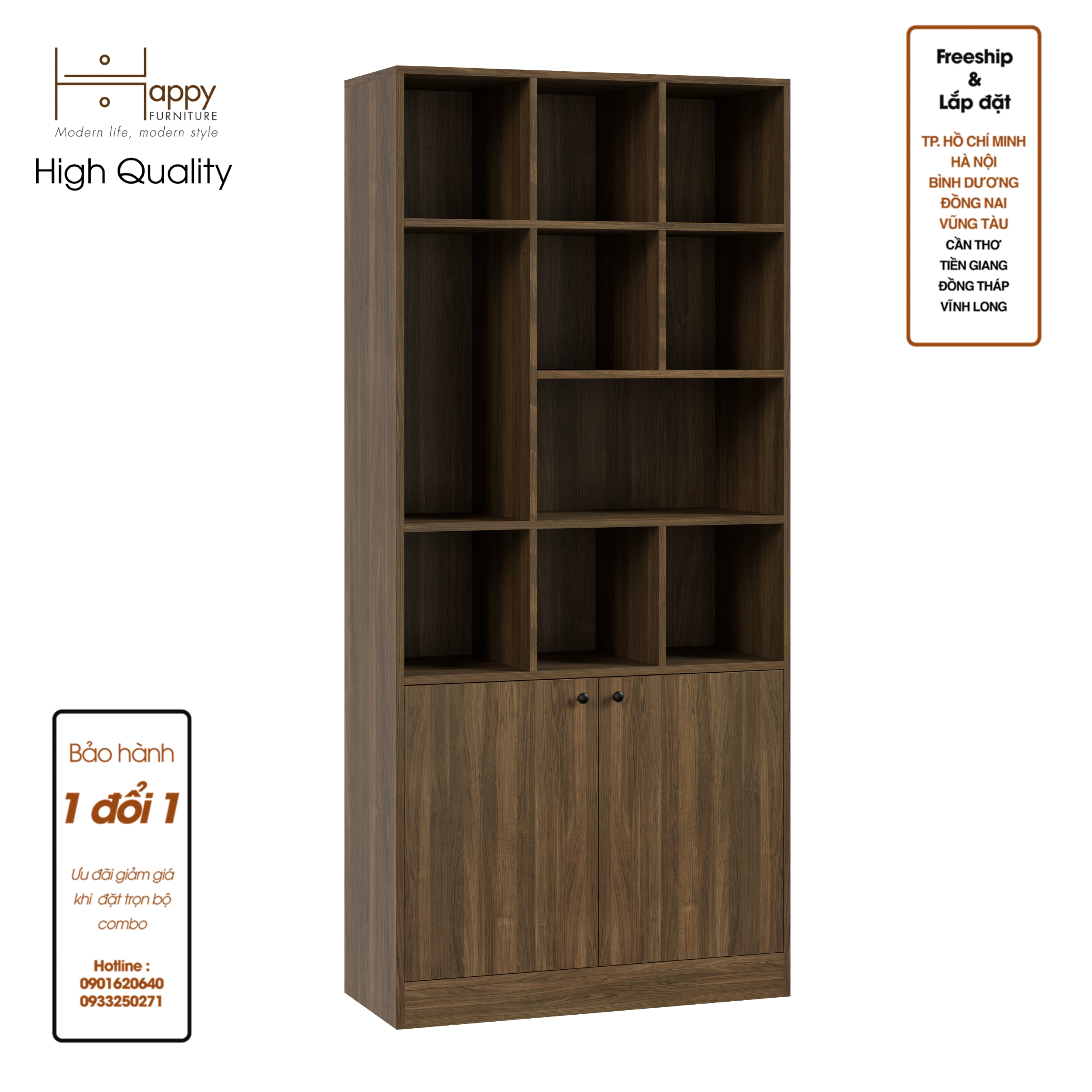 [Happy Home Furniture] CATY , Kệ sách 2 cửa mở ,  90cm x 39cm x 200cm (DxRxC), KSA_025