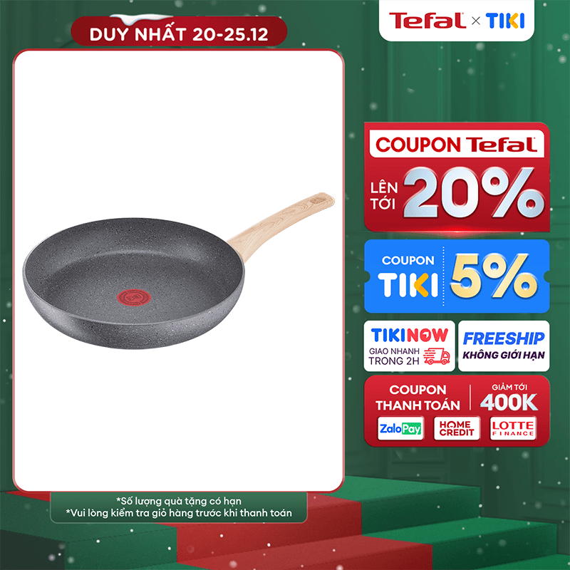 Chảo chiên chống dính vân đá đáy từ Tefal Natural Force 26cm, dùng cho mọi loại bếp - Sản xuất tại Pháp - Hàng chính hãng