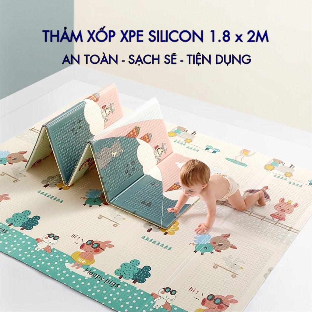 Thảm xốp gấp gọn XPE Hàn Quốc sử dụng cả 2 mặt không thấm nước, thảm xốp lót sàn chống trơn trượt, thảm xốp cho bé