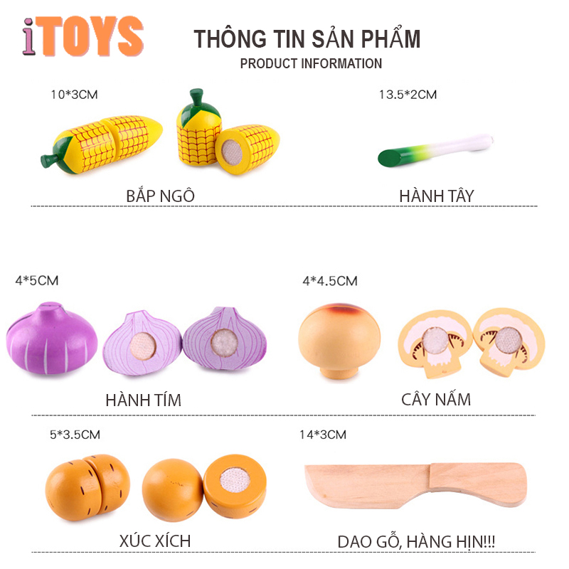 Đồ chơi cho trẻ nội trợ cắt hoa quả, đồ chơi bé gái nấu ăn nhà bếp mini từ 3 tuổi trở lên, chất liệu cao cấp bằng gỗ DCG020A