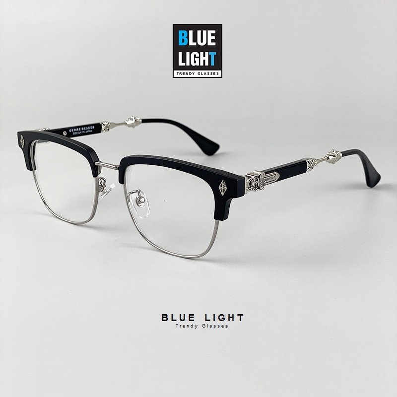 Kính Giả Cận, Gọng Kính Cận Chrome Heart Cao Cấp Chống Ánh Sáng Xanh Hoạ Tiết Kim Loại - BLUE LIGHT