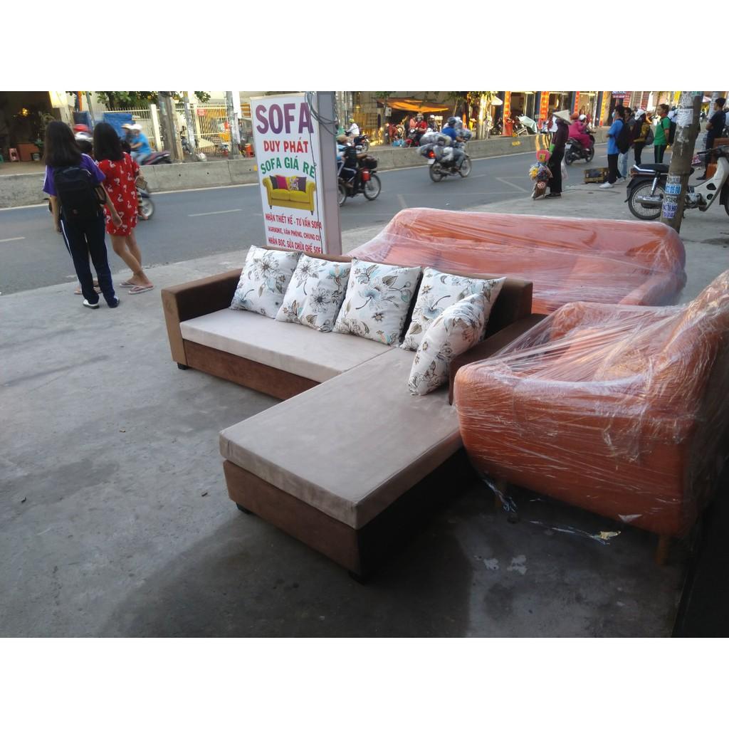 sofa góc L vải nhung