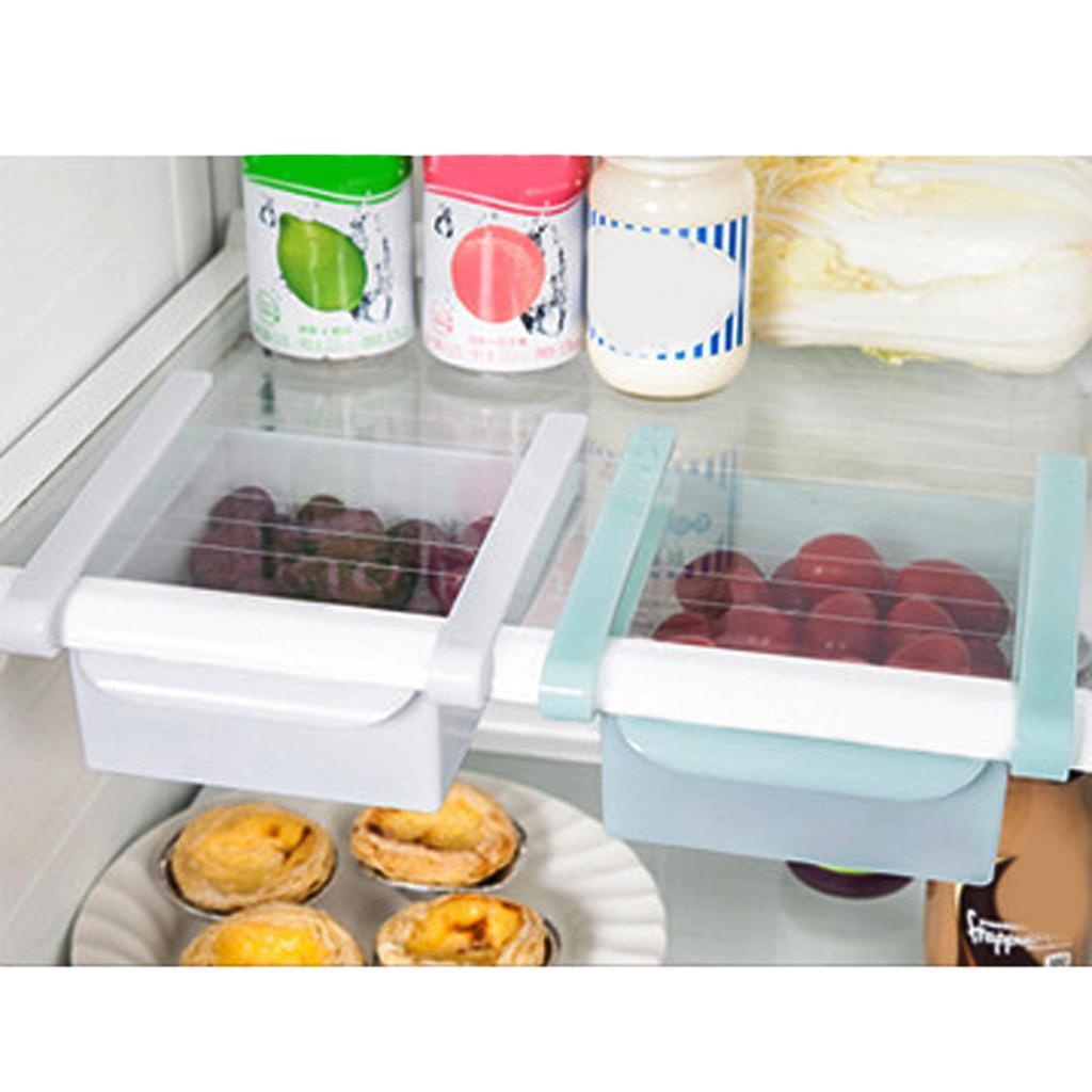 2x Fridge Table Space Saver Storage Box Food Organizer Rack Holder Pink