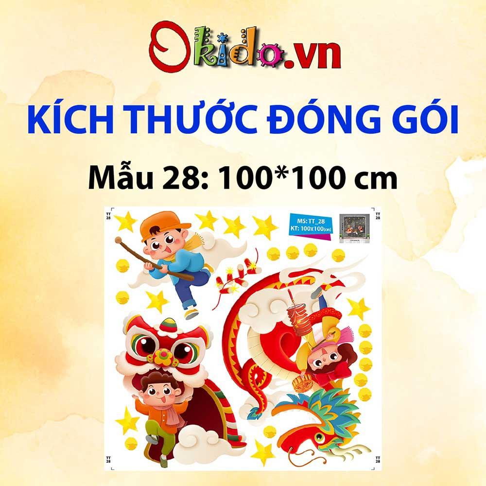 DECAL TRANG TRÍ TẾT TRUNG THU 2021 LONG LÂN VÀ LỒNG ĐÈN SẮC MÀU