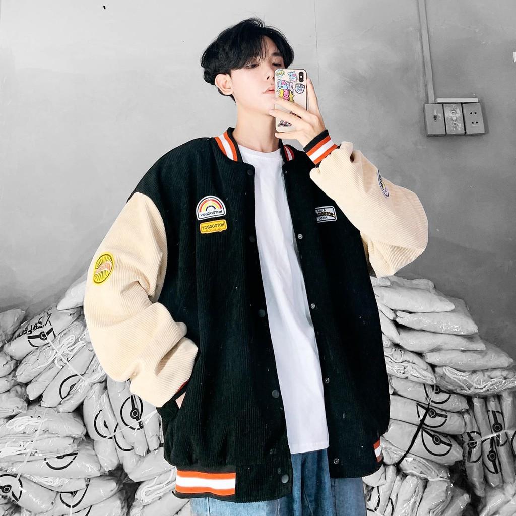 Hình ảnh Áo Khoác Bomber Chất Nhung - Áo Bomber Nam Nữ Unisex Nhung DeepEnd cúc bấm Ulzzang