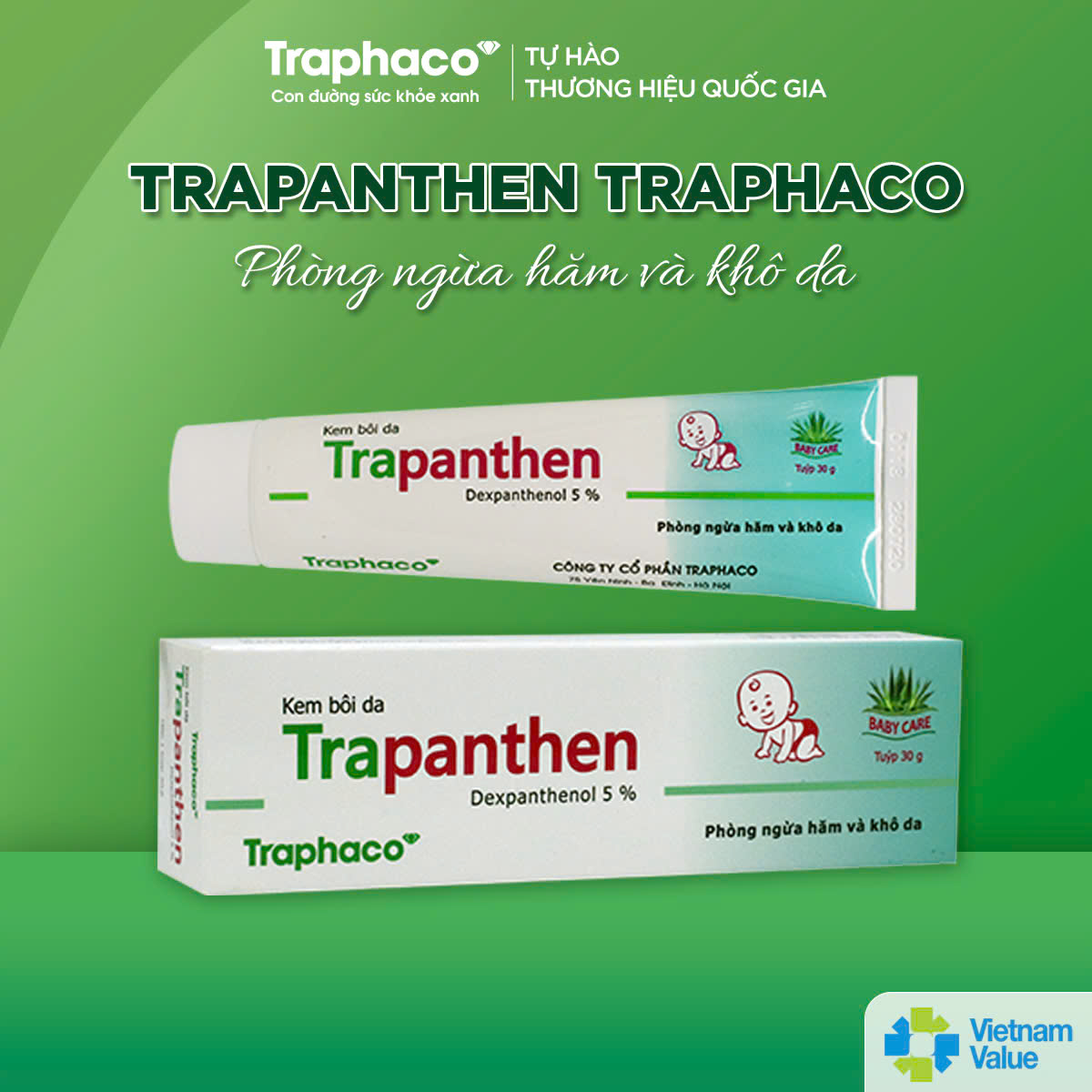 TRAPANTHEN- PHÒNG NGỪA HĂM VÀ KHÔ DA- Hộp 1 tube 30 g