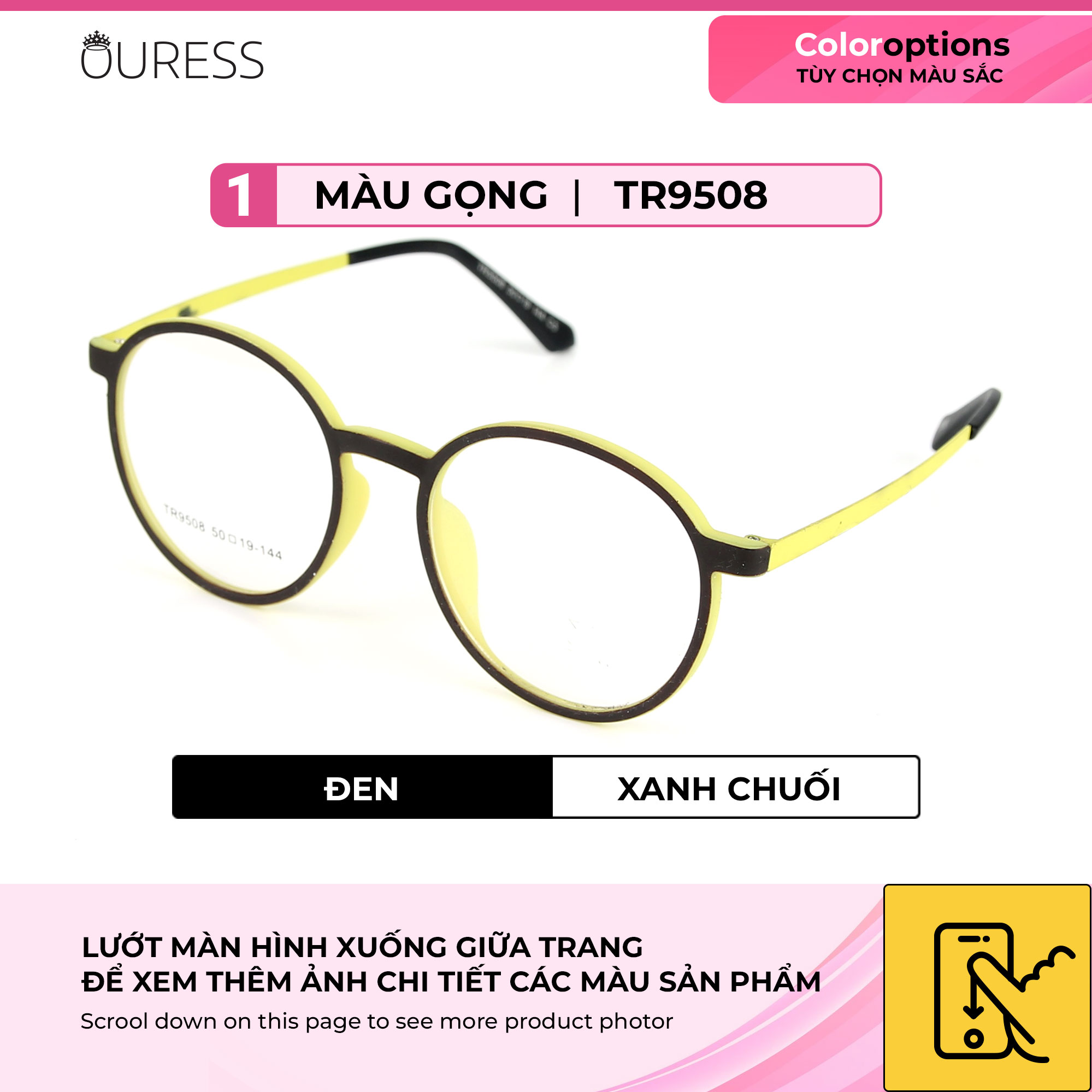 Gọng kính nhựa dẻo tr90 thời trang nam nữ Ouress 9508