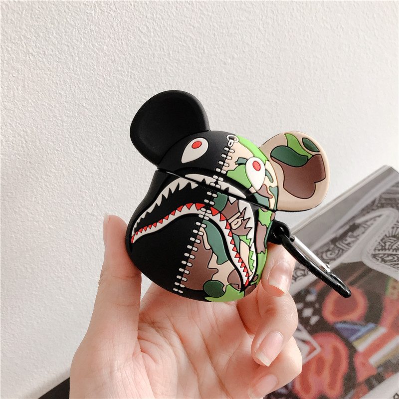 Ốp silicone dẻo bảo vệ dành cho Airpods 1/2 - Shark Bearbrick - Hàng Chính Hãng