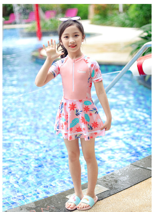 Đồ bơi liền thân ngắn tay bé gái phong cách Nhật Bản mã VAY31625